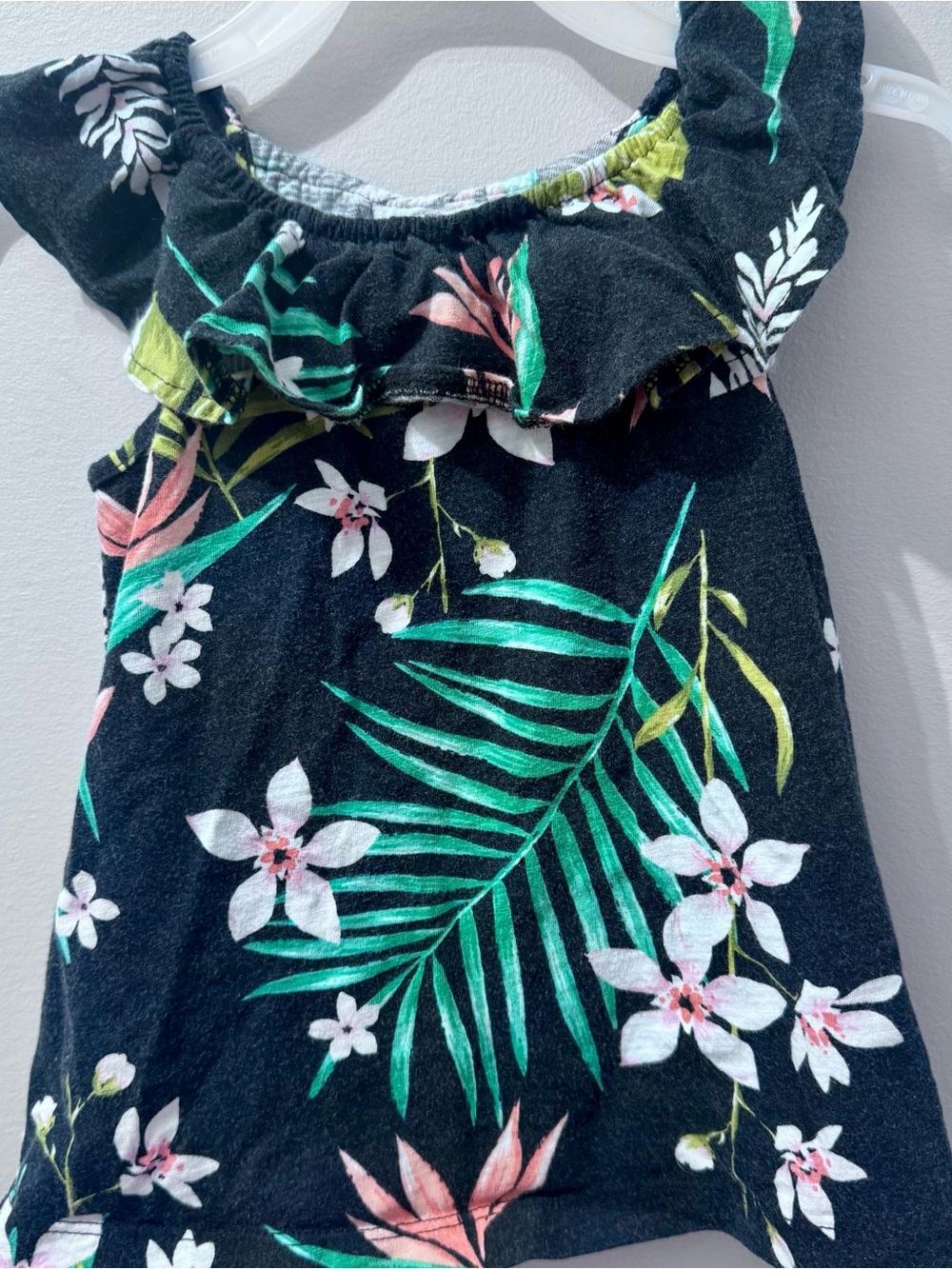 Carter's Black Tropical Floral Ruffle Tank Top for Toddler Girls Size 3T